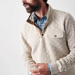 Faherty Cream Quilted Men's Sweater